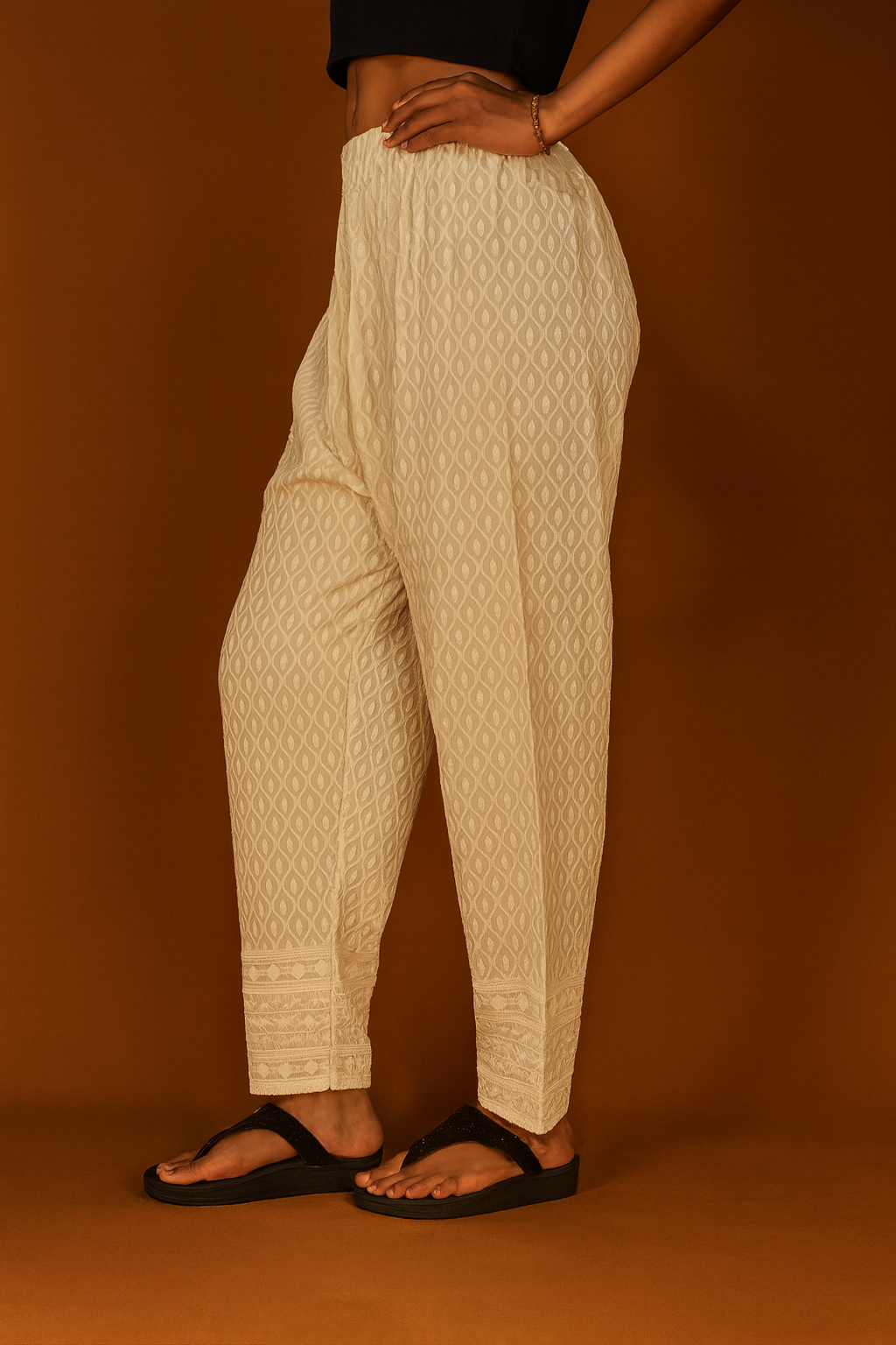 Makai Pants – Women’s 14 GM Embroidered Elastic Pants | Chikankari pants