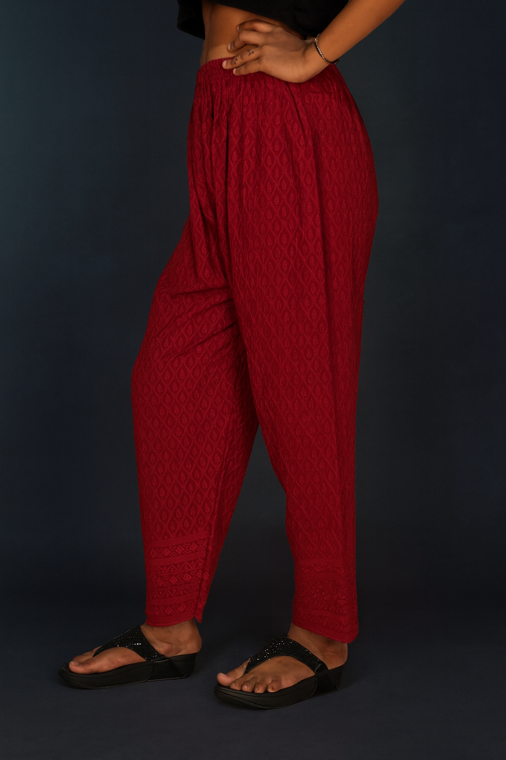 Makai Pants – Women’s 14 GM Embroidered Elastic Pants | Chikankari pants