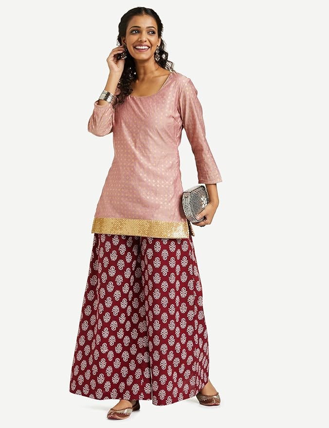 Myx Women's Relaxed Cotton Flared Palazzo | Available in Plus Size