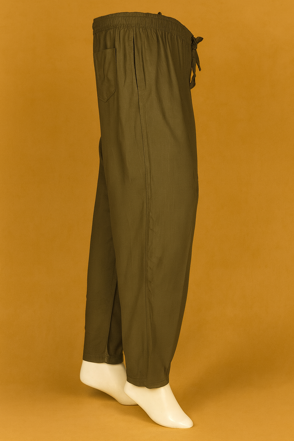 Linen Straight Fit Pants with Side & Back Pockets and drawstrings