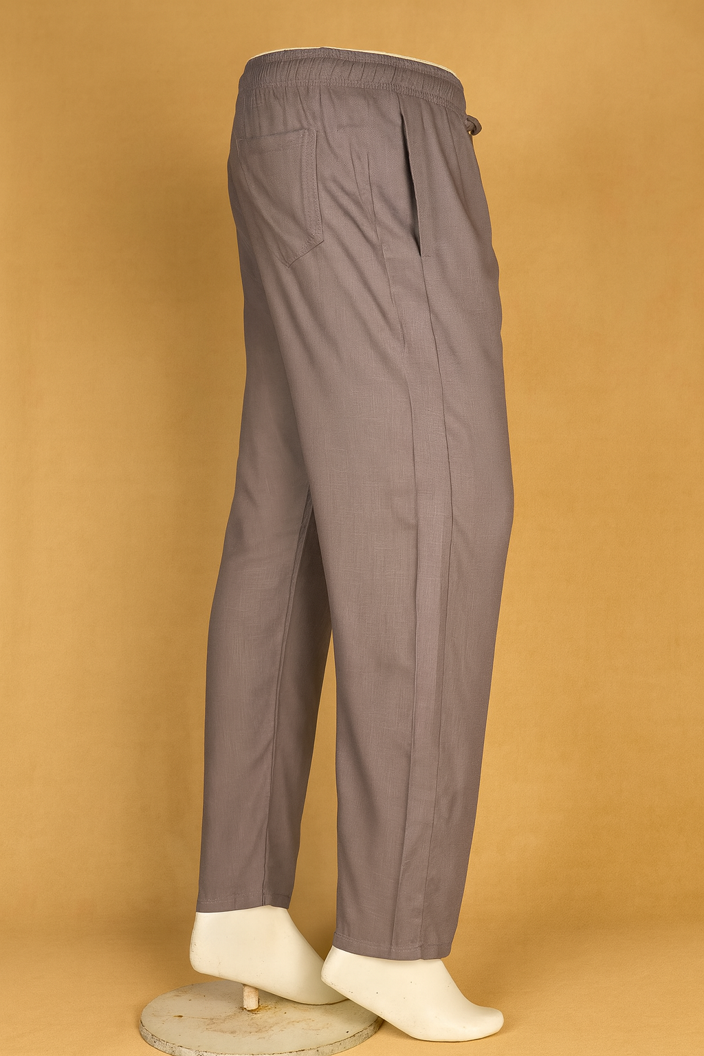 Linen Straight Fit Pants with Side & Back Pockets and drawstrings