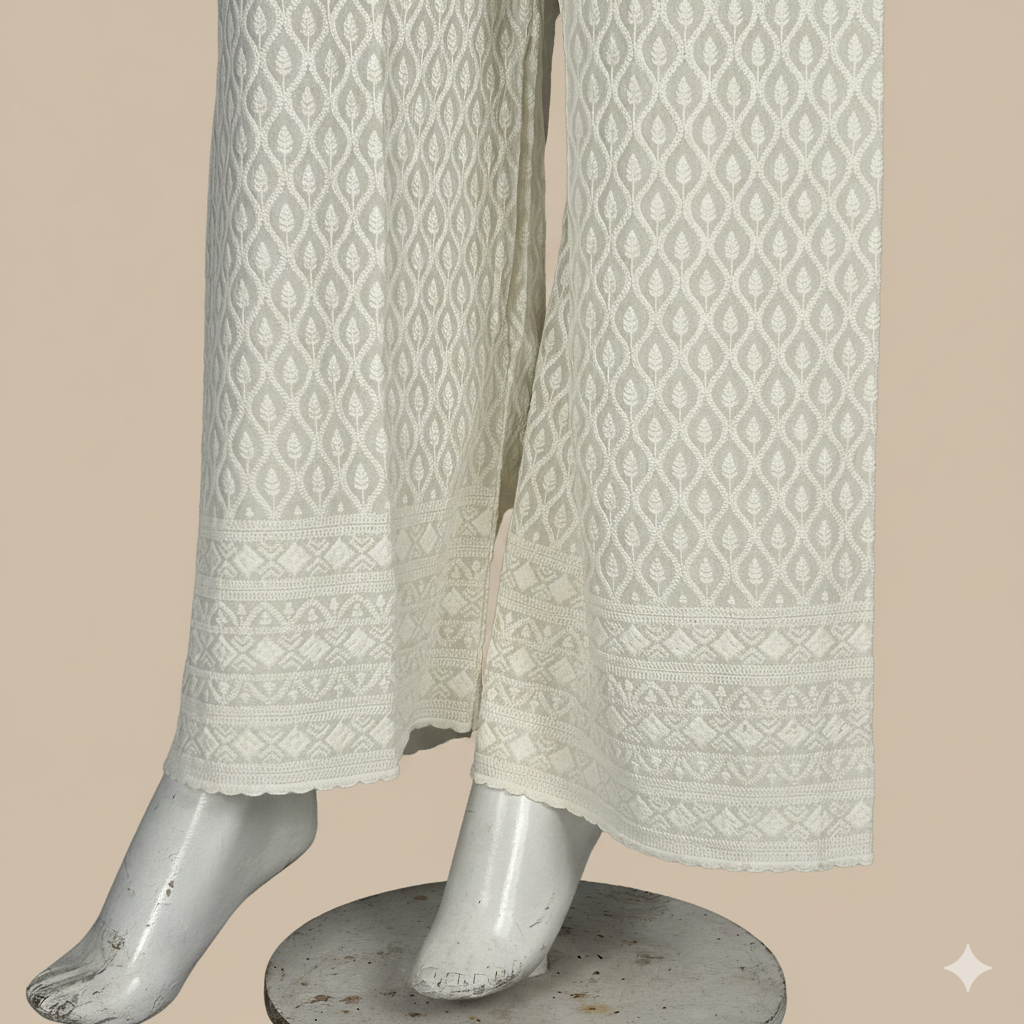 Palazzo | Chikankari | Makai Embroidery