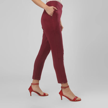 Women’s Straight Pants with Side Slit and Zipper Pocket– Multiple Colors XL TO 3XLSizes