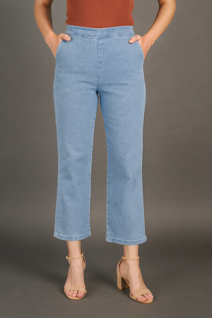 Denim Twill Flare Pant – Women’s High-Rise Wide-Leg Jeans