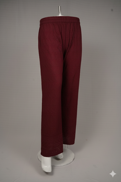 Chikankari Palazzo – Women’s Rayon 14 GM Embroidered Kairi Pants