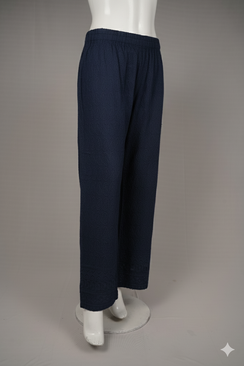 Chikankari Palazzo – Women’s Rayon 14 GM Embroidered Kairi Pants