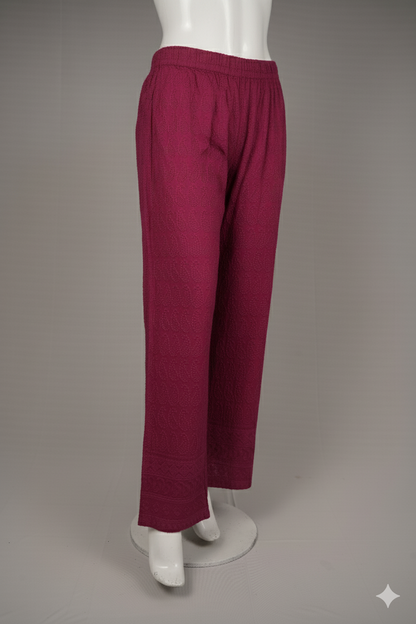 Chikankari Palazzo – Women’s Rayon 14 GM Embroidered Kairi Pants