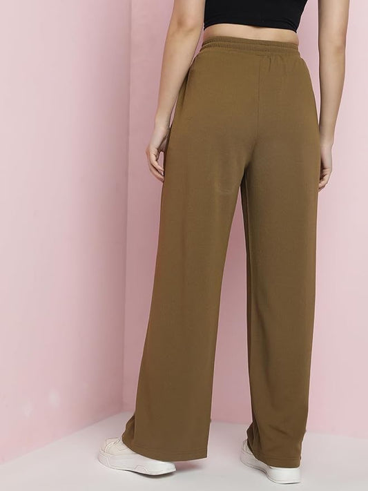 KOTTY Women's Relax Fit Straight Leg Tie Waist Pants