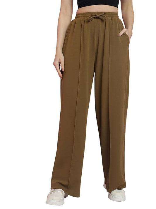 KOTTY Women's Relax Fit Straight Leg Tie Waist Pants