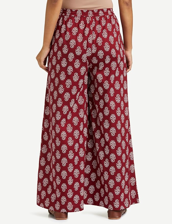 Myx Women's Relaxed Cotton Flared Palazzo | Available in Plus Size