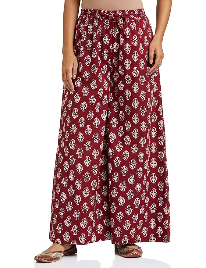 Myx Women's Relaxed Cotton Flared Palazzo | Available in Plus Size