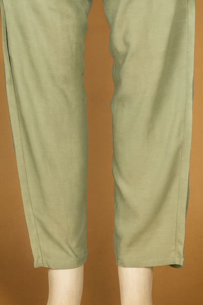 Linen Straight Fit Pants with Side & Back Pockets and drawstrings