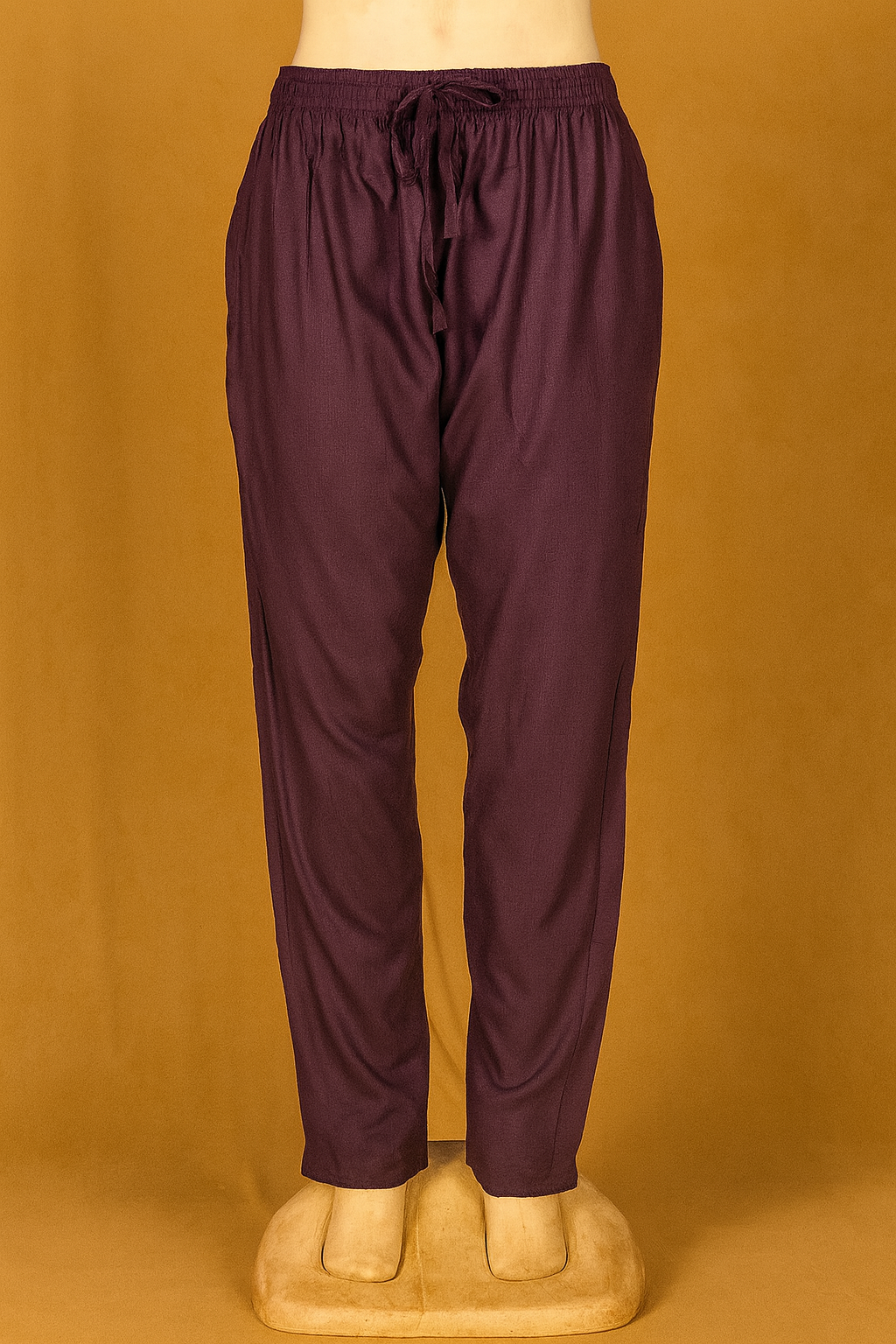 Linen Straight Fit Pants with Side & Back Pockets and drawstrings