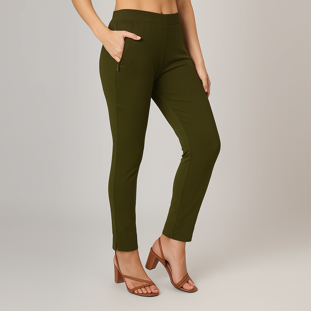 Women’s Straight Pants with Side Slit and Zipper Pocket– Multiple Colors XL TO 3XLSizes