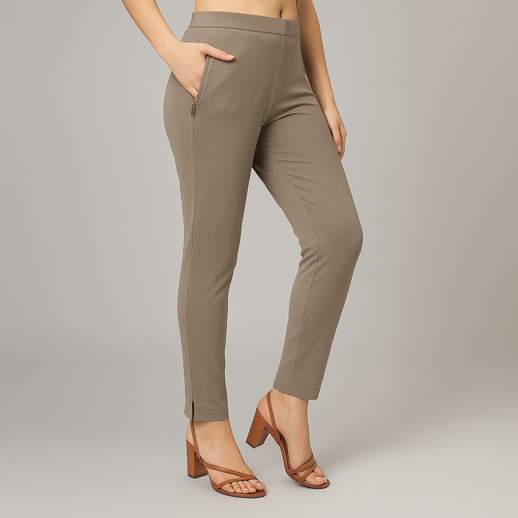 Women’s Straight Pants with Side Slit and Zipper Pocket– Multiple Colors XL TO 3XLSizes
