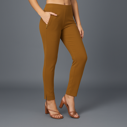 Women’s Straight Pants with Side Slit and Zipper Pocket– Multiple Colors XL TO 3XLSizes