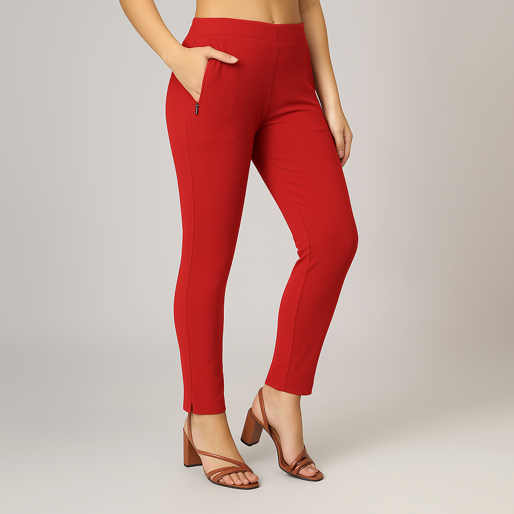 Women’s Straight Pants with Side Slit and Zipper Pocket– Multiple Colors XL TO 3XLSizes
