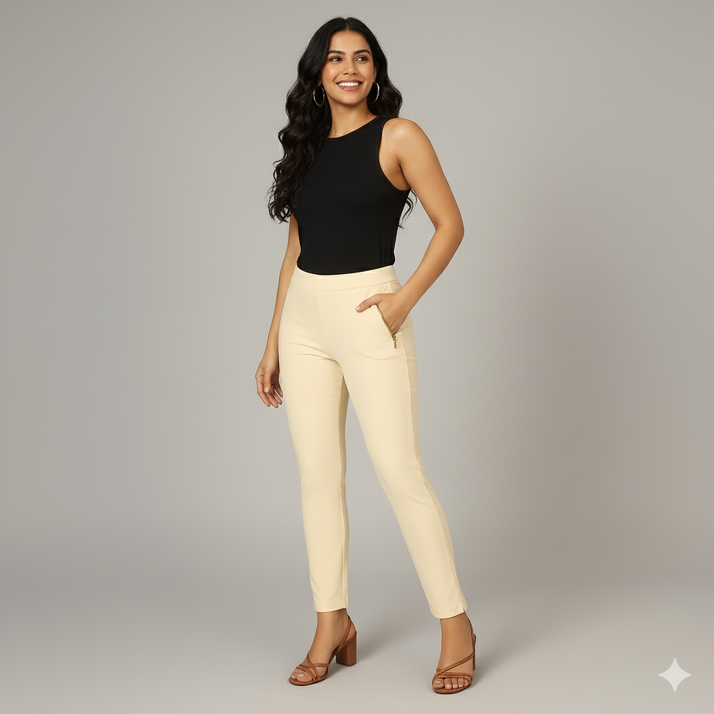 Women’s Straight Pants with Side Slit and Zipper Pocket– Multiple Colors XL TO 3XLSizes
