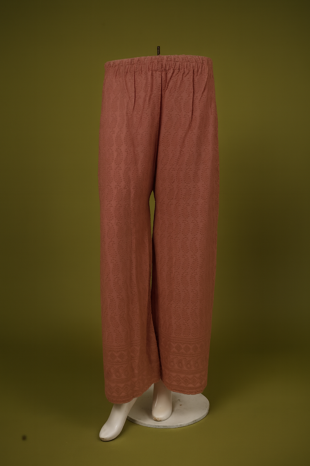 Reyon Palazzo – Women’s 14 GSM Embroidered Wide-Leg Pant