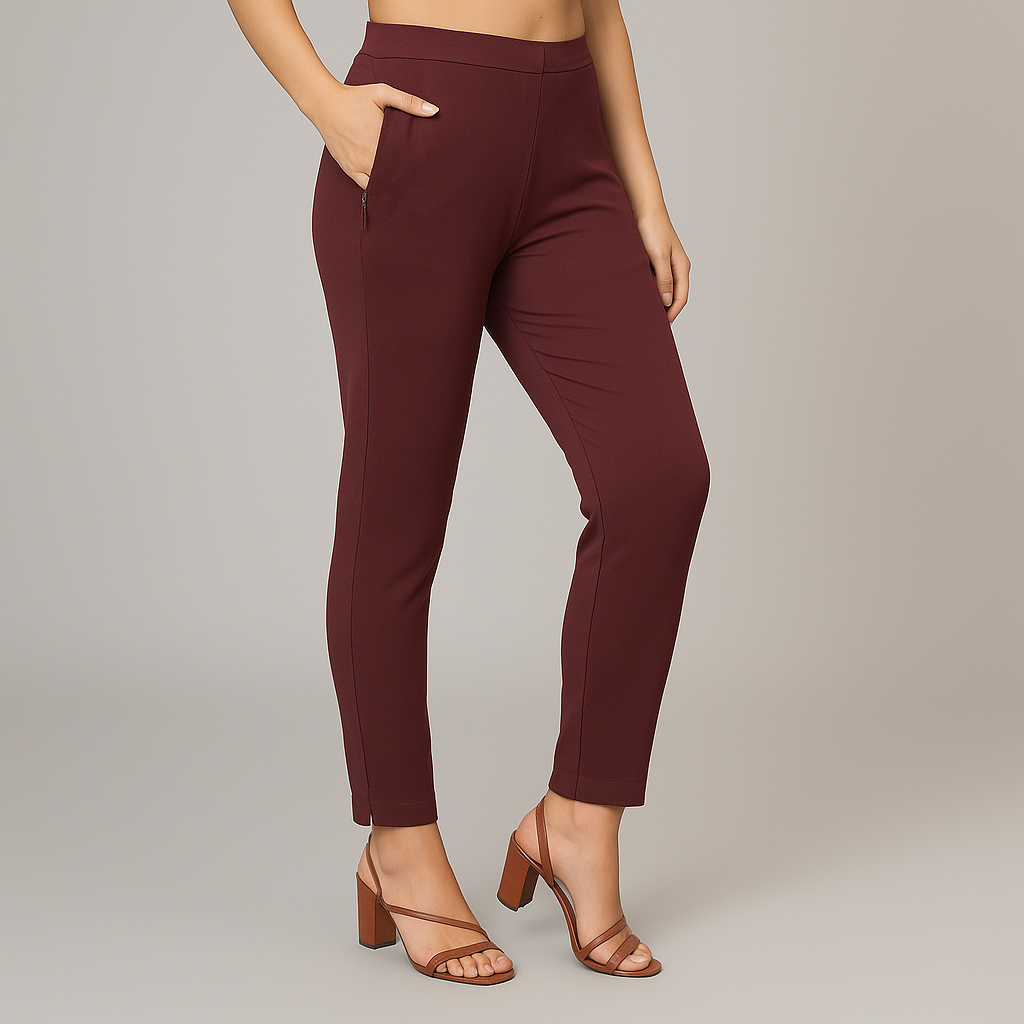 Women’s Straight Pants with Side Slit and Zipper Pocket– Multiple Colors XL TO 3XLSizes