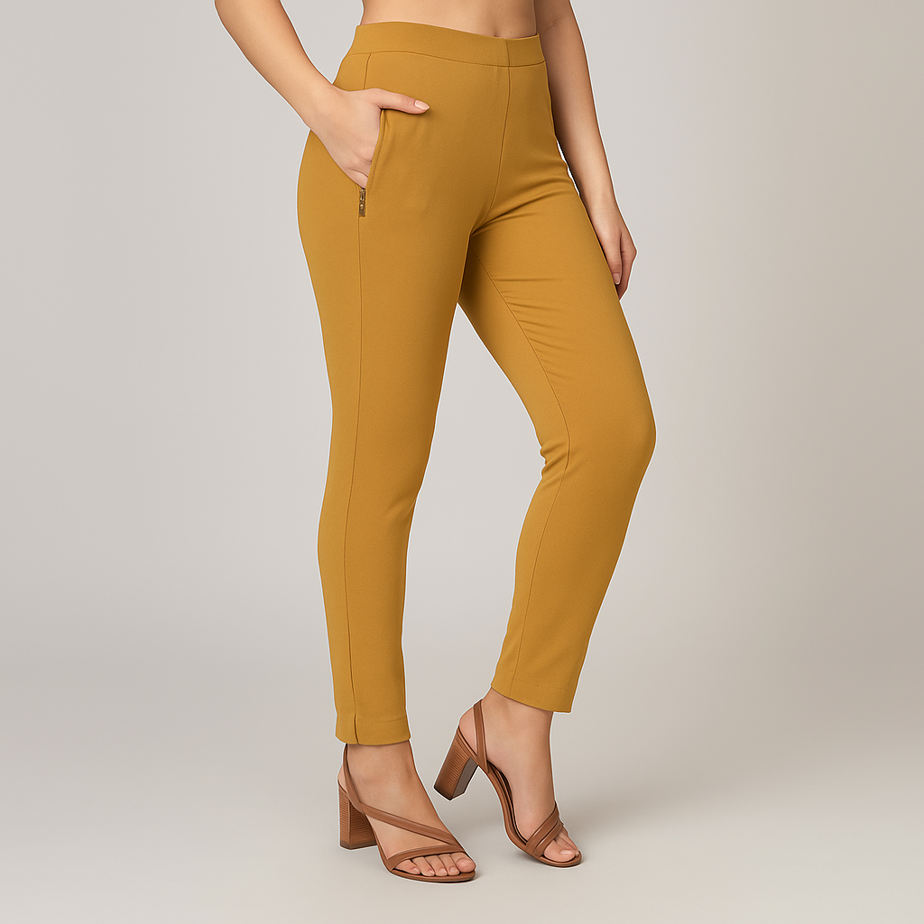 Women’s Straight Pants with Side Slit and Zipper Pocket– Multiple Colors XL TO 3XLSizes